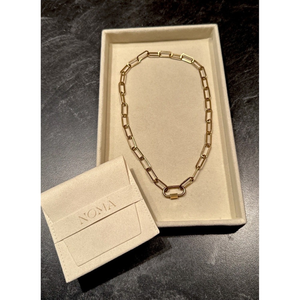 NOMA 18k Gold PVD Waterproof Paperclip Chain Carabiner Necklace 16"